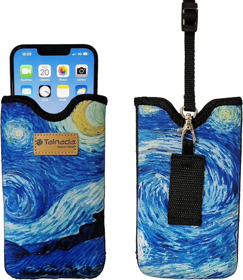 Tainada Neoprene Shockproof Cell Phone Sleeve Pouch Carrying Case for Men Women w/Neck Lanyard, Belt Loop Holster for iPhone 17/16 Pro Max, Air, 16 Plus, Samsung S25+, S24, Z Fold7 (Starry Night) - Image 1